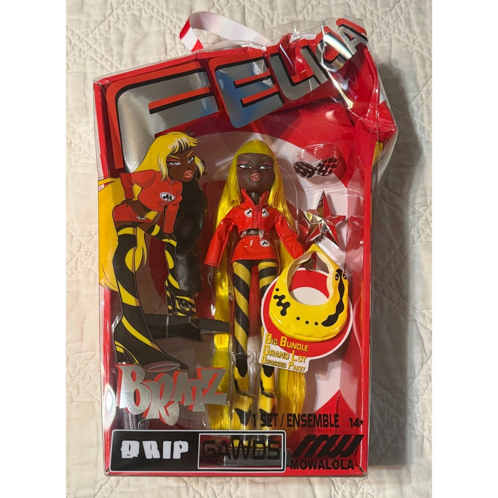 Bratz Mowalola Felicia Doll Collector Drip Gawds red yellow Damaged Box